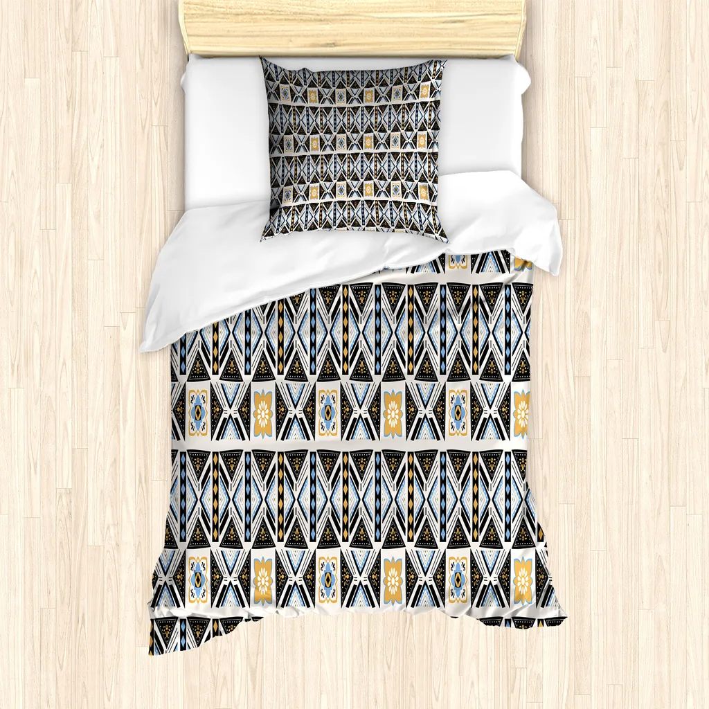 Set Copripiumino ABAKUHAUS Microfibra 135x200 Antiacaro Grigio Blu