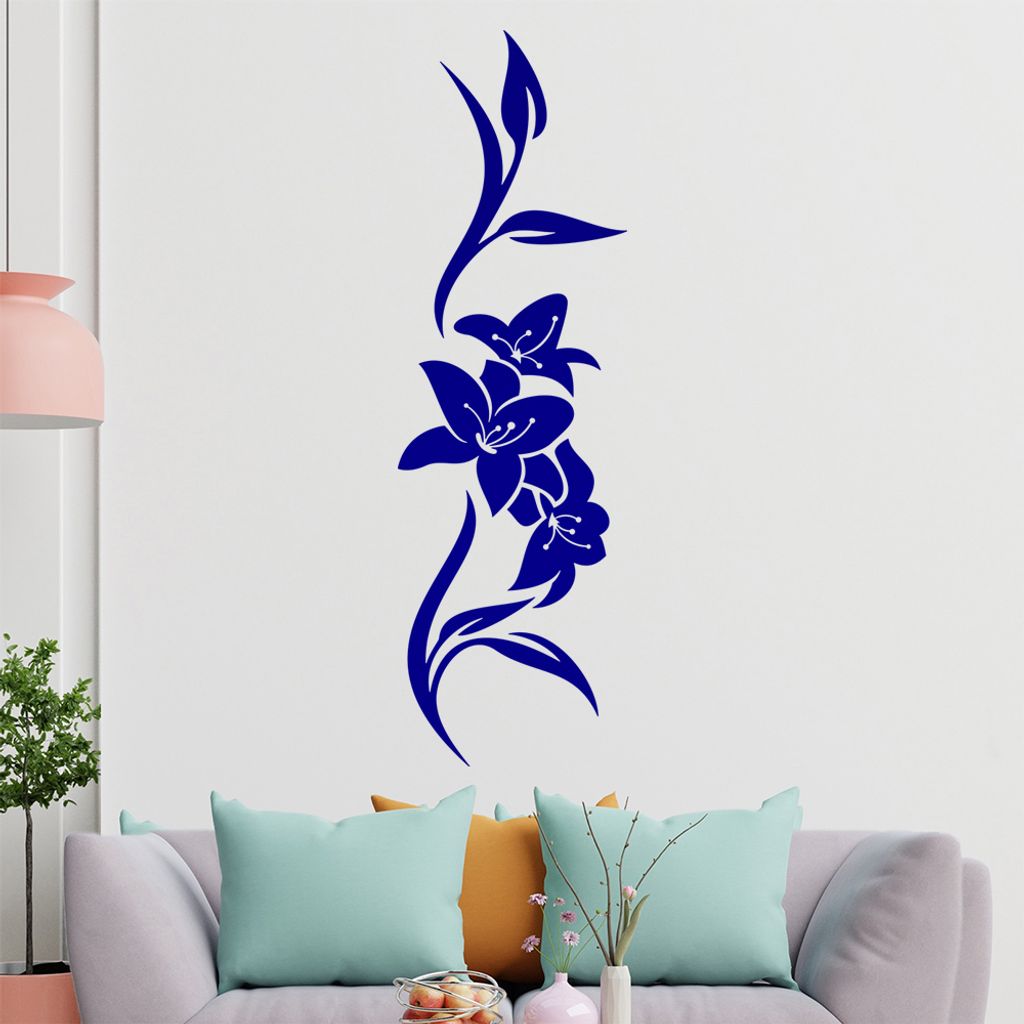 Blume - Linien Wandtattoo in 6 Größen - Wandaufkleber Wall Sticker - Dekoration, Küche, Wohnzimmer, Schlafzimmer, Badezimmer