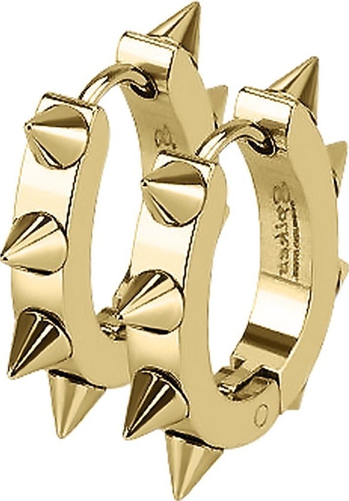 Creolen Klappcreolen Ohrringe Edelstahl Spikes Stacheln Herren Damen Gothic Punk gold