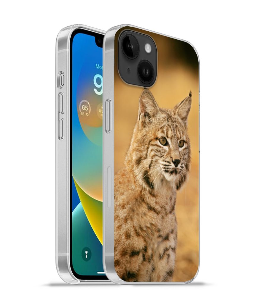 MuchoWow Handyhülle Schutzhülle Hülle für Apple iPhone 14 Plus - Soft case Luchs - Braun - Gras Silikon Softcase Handy Hülle - Abbildung