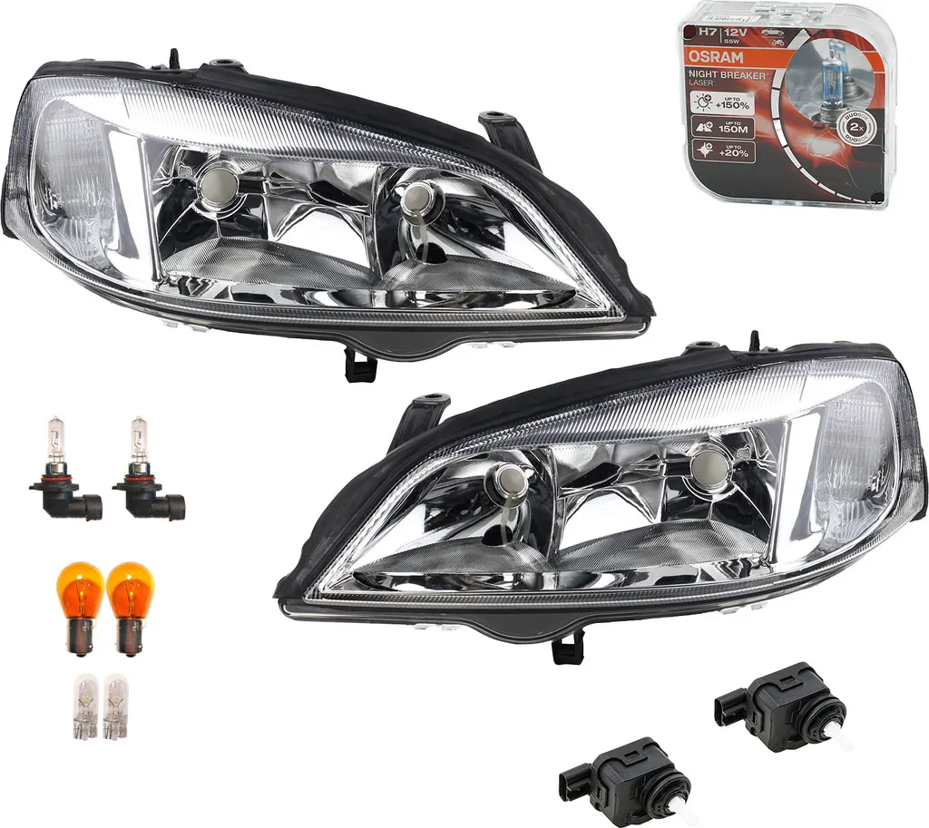 Coppia Fari Johns Opel Astra G + Osram Night Breaker Laser +150%