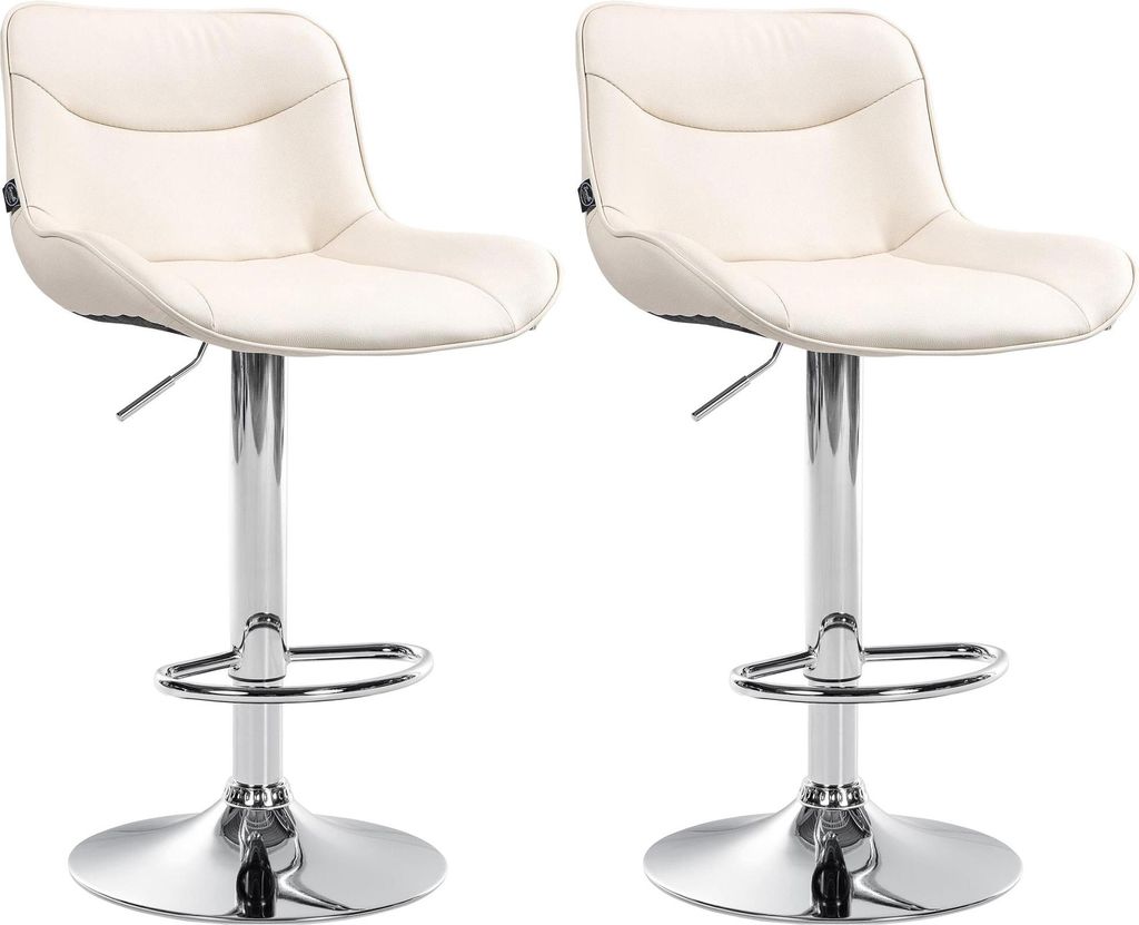 2er Set Barhocker Vonore Kunstleder, Farbe:creme, Gestell Farbe:weiß