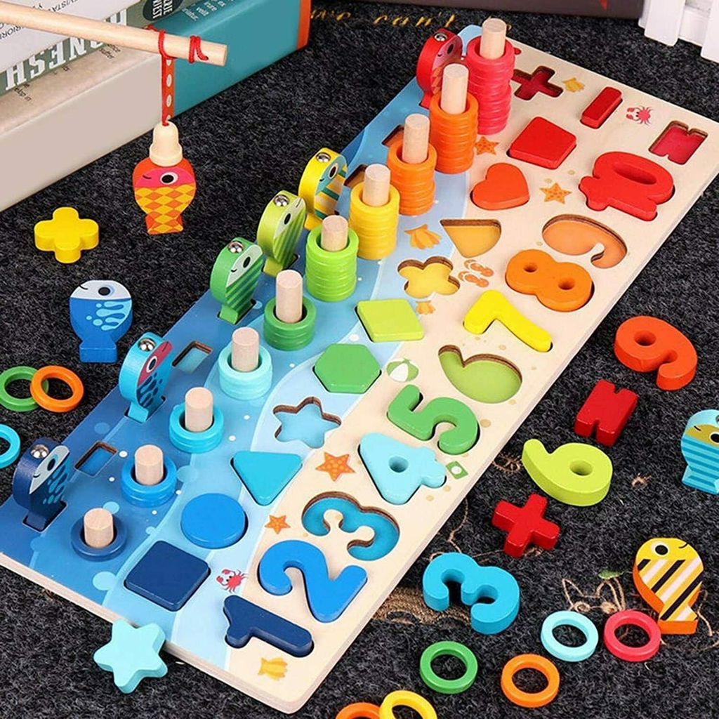 Baby Vorschule Mathe Lernen Kleinkinder Rechnen Lernspielzeug Puzzle aus Holz DE 