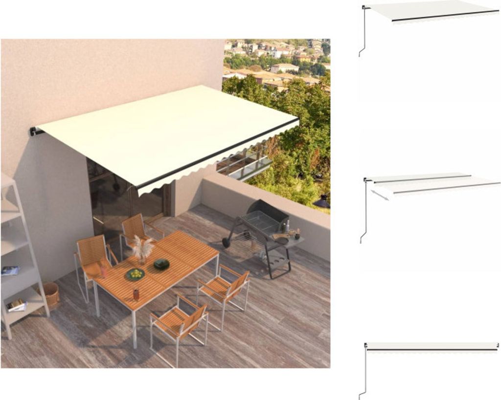 vidaXL Markise Manuell Einziehbar 500x300 cm Creme - Markisen