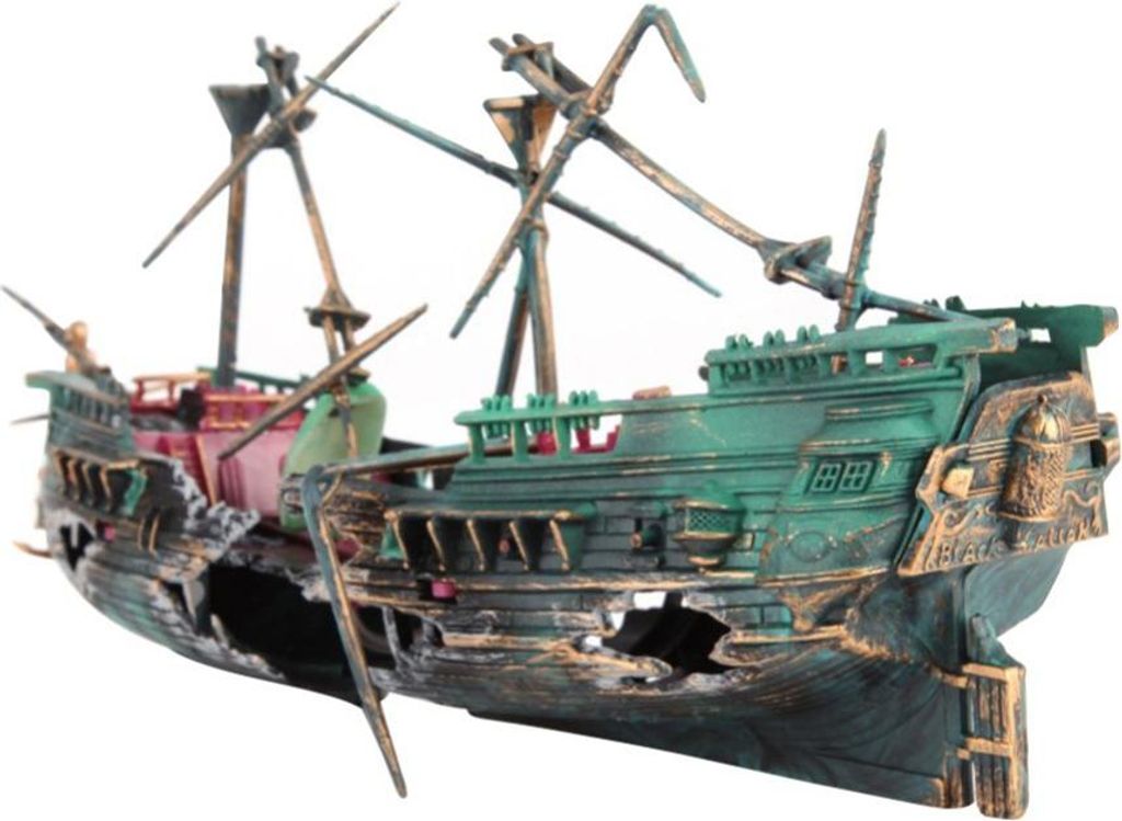 Aquarium Fish Tank Dekoration Boot Shipwreck Sinke Plastic Air Split Broken Shipwrech Ornament Landscape Dekor