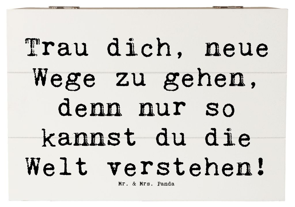 Mr. & Mrs. Panda Holzkiste Spruch Unbekannte Orte erkunden 22 x 15 cm - Weiß - Geschenk, schmuckbox, fotobox, Geheimnisse entdecken, Trost, Zuvers...