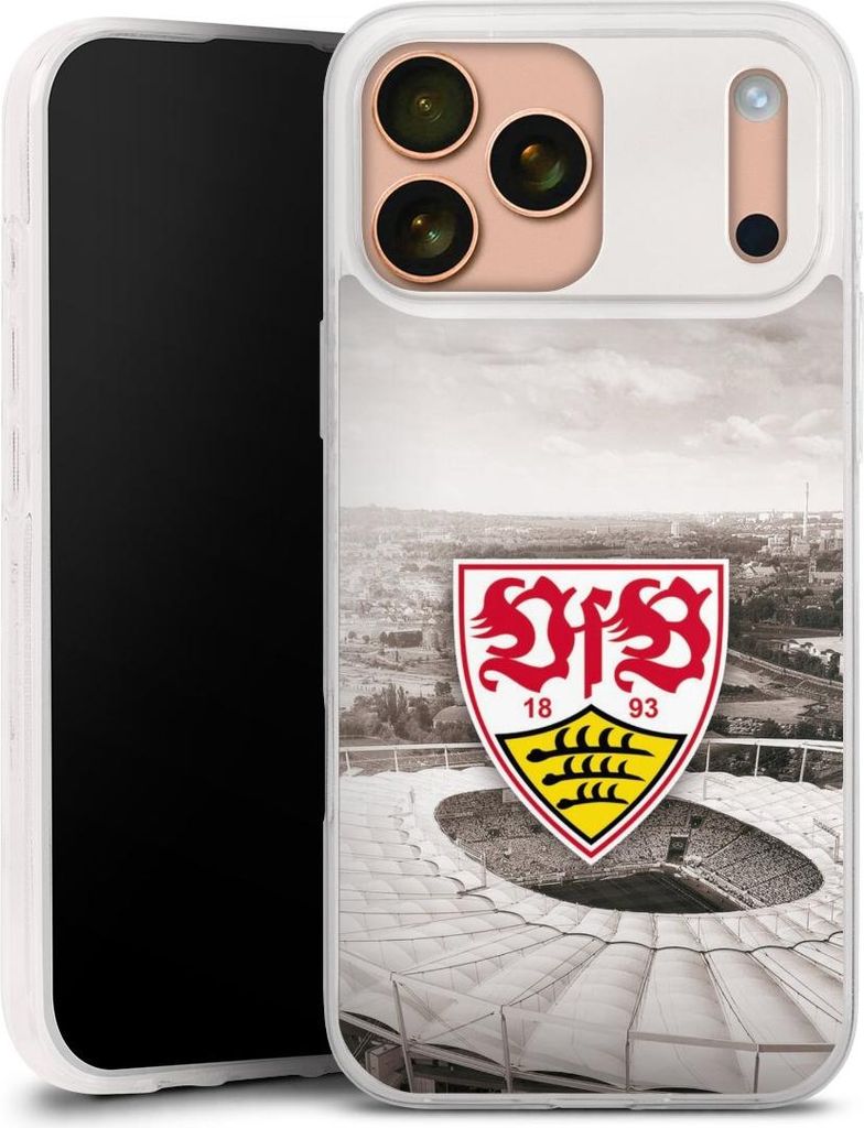 DeinDesign Slim Hülle für Apple iPhone 17 Pro Max Silikon Case Ultra Dünn Handyhülle Offizielles Lizenzprodukt Stadion VfB Stuttgart