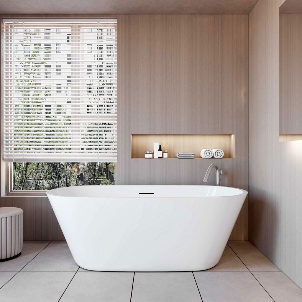 AICA freistehende Badewanne 170x80cm Oval Acrylwannen Produktbild 