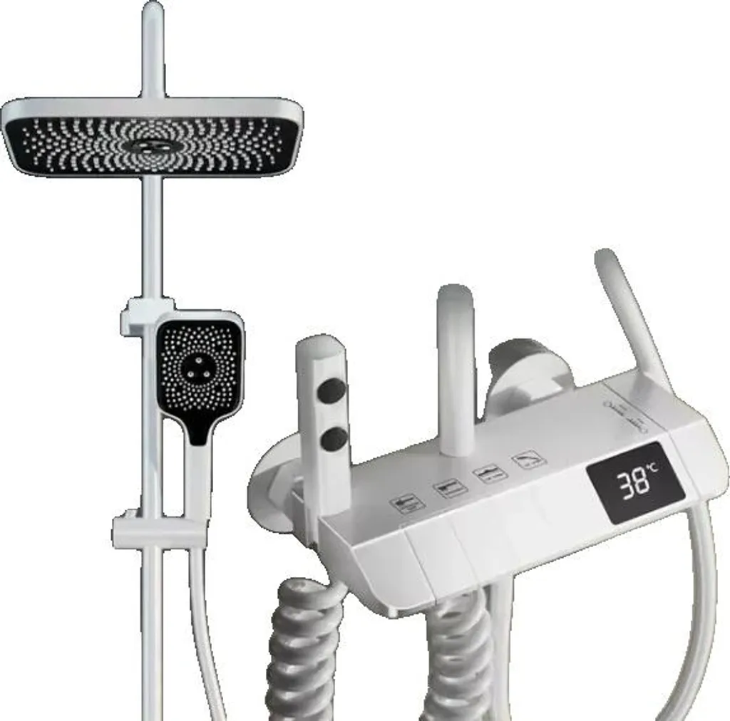 Ensemble de robinetterie de douche avec affichage numérique blanc V2