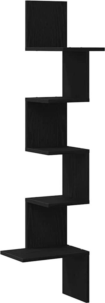 Wand-Eckregal Schwarz 32x32x127,5 cm Holzwerkstoff