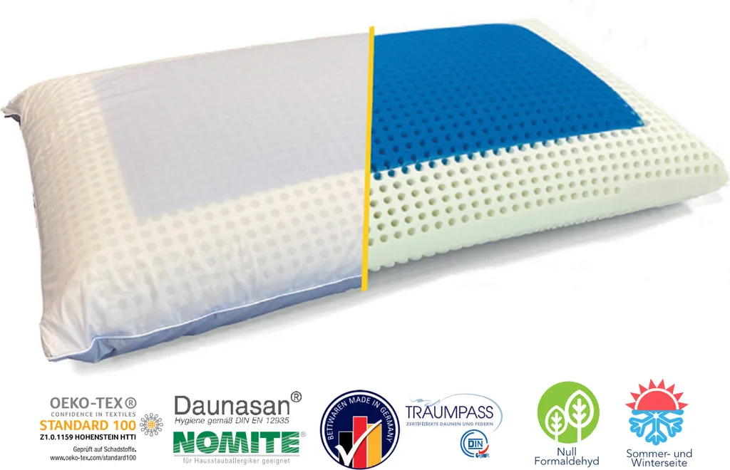 OBB Oreiller 4 Saisons en Duvet et Plumes 40x80 cm - Confort Premium
