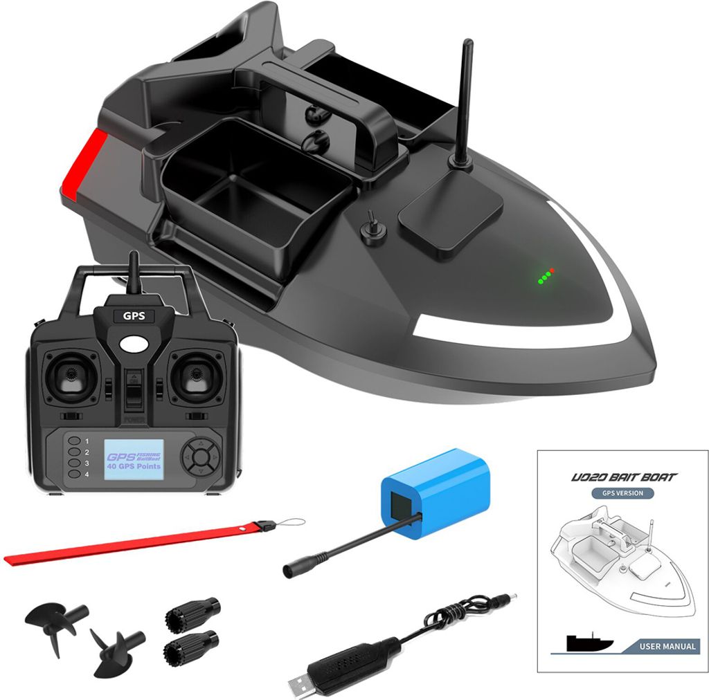 GPS Angelkoederboot 500m Ferngesteuertes Koederboot Dual Motor Fish Finder 2KG Ladeunterstuetzung Automatische Kreuzfahrt/Rueckkehr/Routenkorrektur...