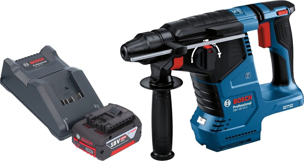 Bosch GBH 18V-24 C Professional Akku Bohrhammer 18 V 2,4 J Brushless SDS plus + 1x Akku 4,0 Ah + Ladegerät