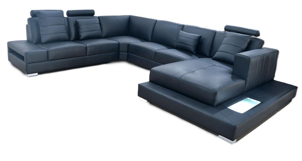 Luxus Ecksofa U-Form schwarz Wohnlandschaft Couch Polster Eckgarnitur