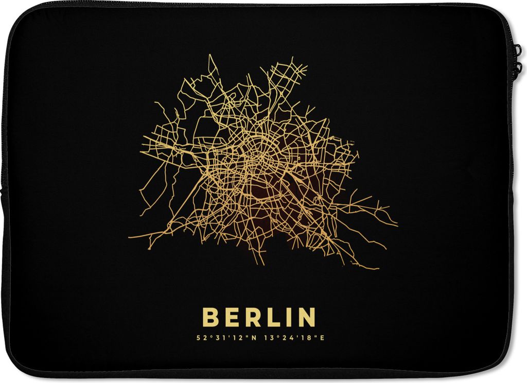 MuchoWow Laptop Hülle 13 Zoll Berlin - Gold - Karte - Stadtplan - Karte Laptoptasche - Laptophülle - Sleeve - Rundumschutz