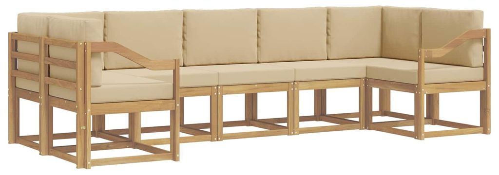vidaXL Outdoor-Sofagarnitur mit Kissen 7 pcs Weiß und Beige