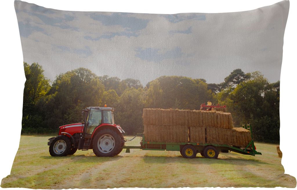 MuchoWow Outdoor Kissen - Traktor - Anhänger - Heu - 60x40 cm - Wetterfest - Lounge Kissen - Zierkissen - Kissen für Innenräume