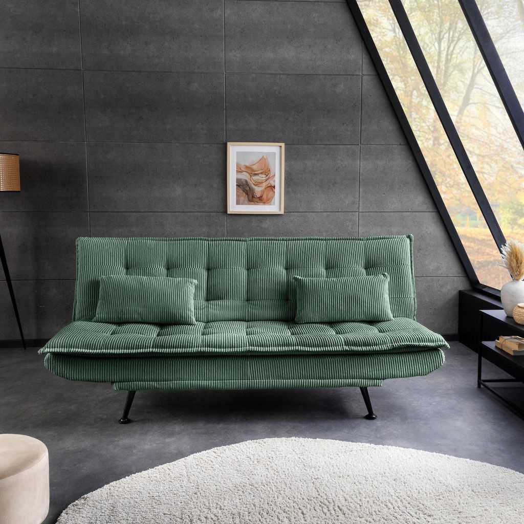 riess-ambiente Schlafsofa JAZZ 190/cm grün Cord 3-Sitzer Produktbild 