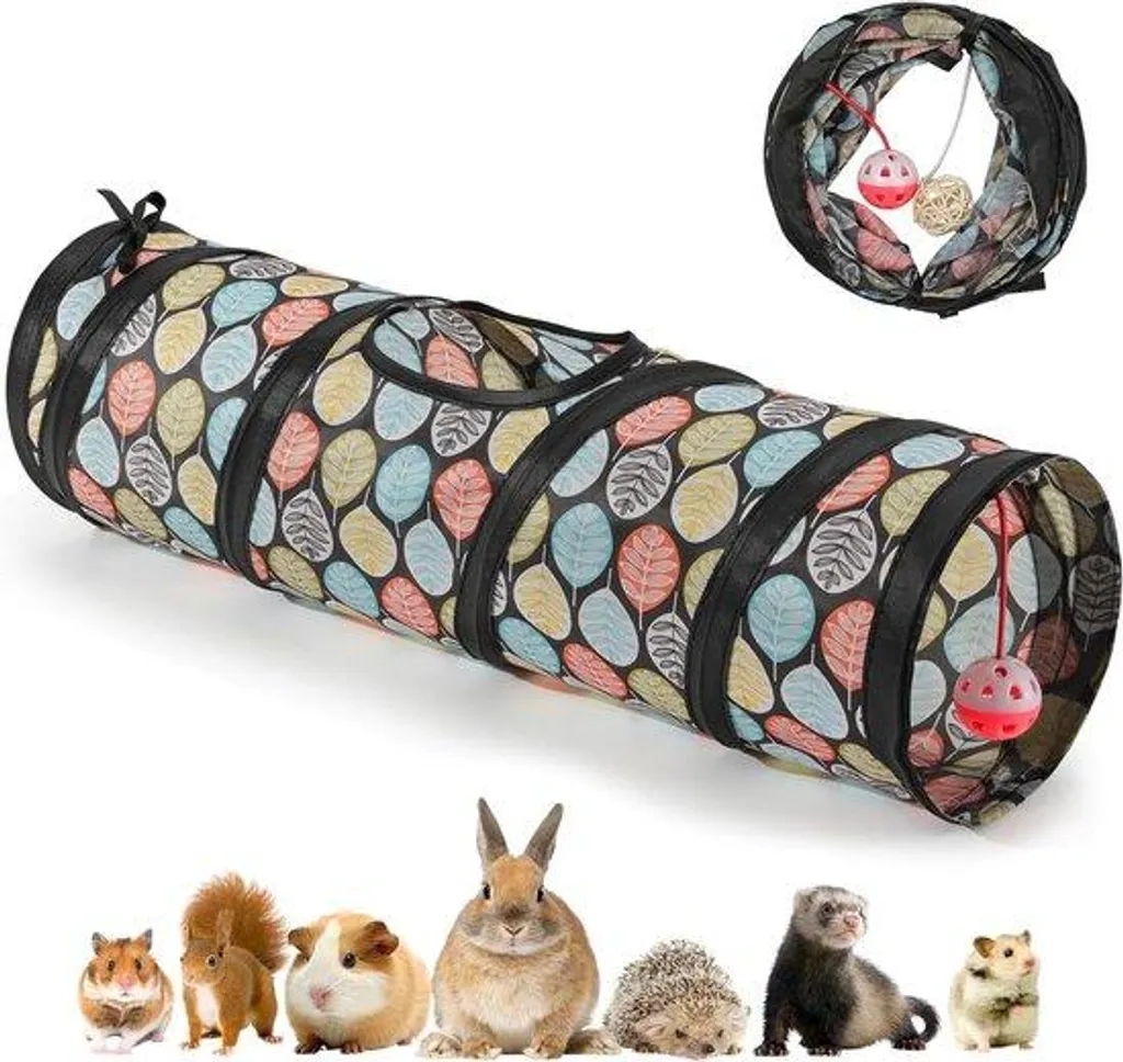 Tunnel de jeu pour lapin et cochon d'Inde - Abri pliable interactif