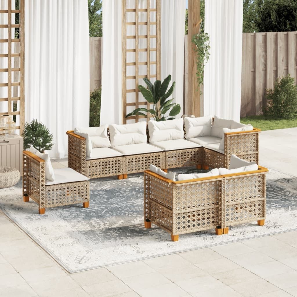 Maison Exclusive - 8-tlg. Garten-Sofagarnitur mit Kissen Beige Poly Rattan