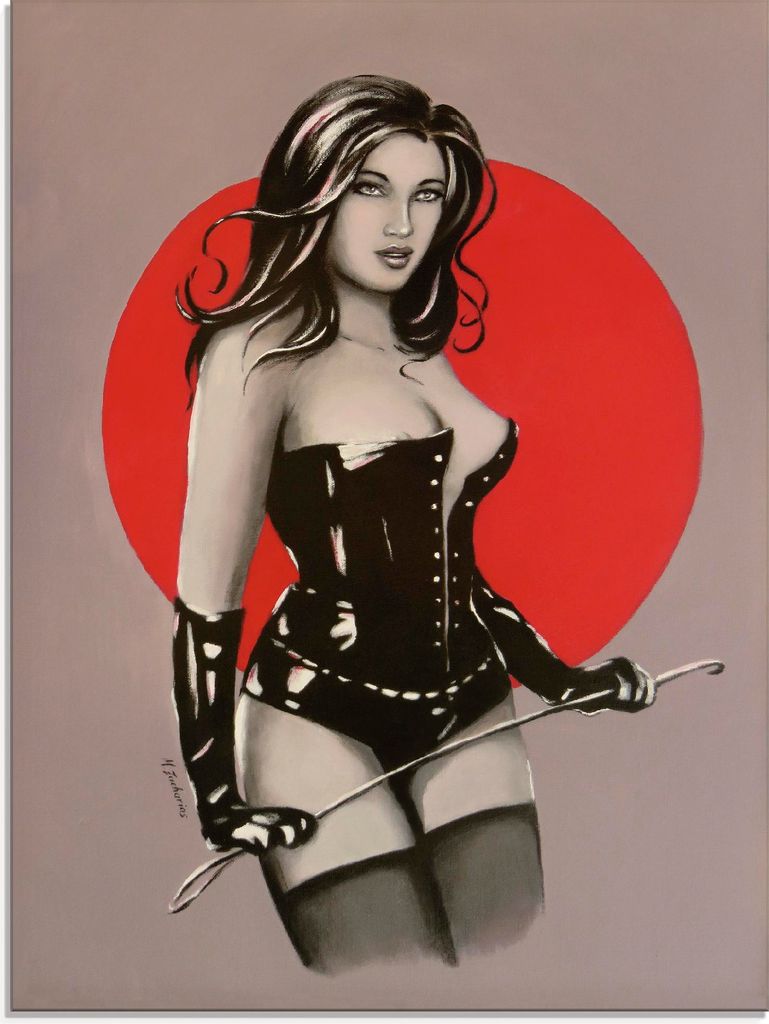 ARTland Glasbild Mistress Herrin der Lust - Malerei Größe: 45x60 cm
