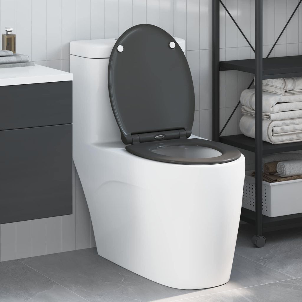 vidaXL Toilettensitz Anthrazit 47 x 37,5 x 3,8 cm Duroplast