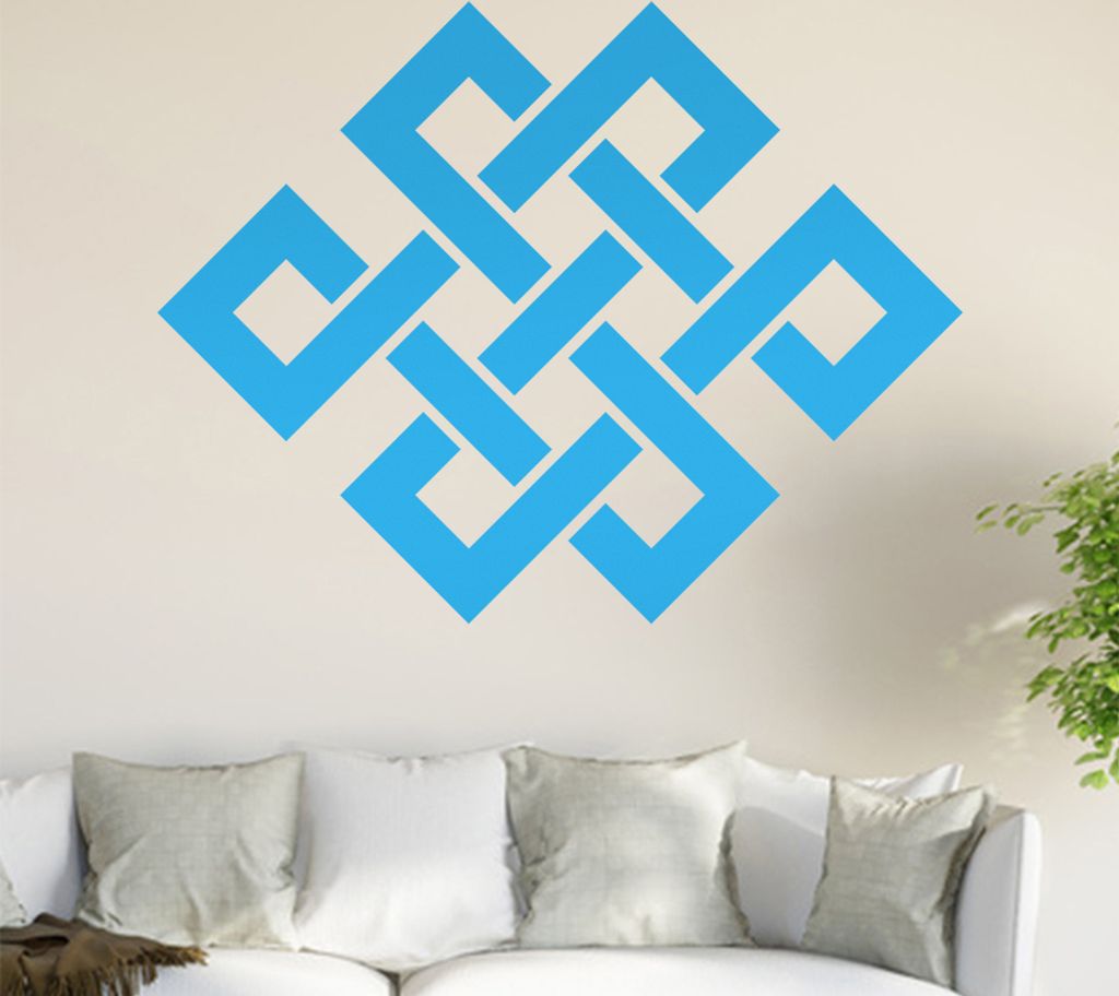 Buddhistischer Endlosknoten Wandtattoo in 6 Größen - Wandaufkleber Wall Sticker - Dekoration, Küche, Wohnzimmer, Schlafzimmer, Badezimmer