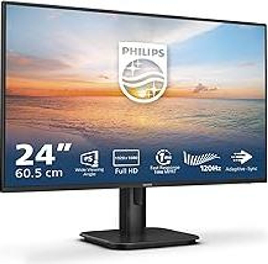 Philips 24E1N1100A - 24 Zoll Full HD Monitor, eingeb. Lautsprecher, 1 ms Reaktionszeit (1920x1080, 100 Hz, VGA, HDMI 1.4) schwarz