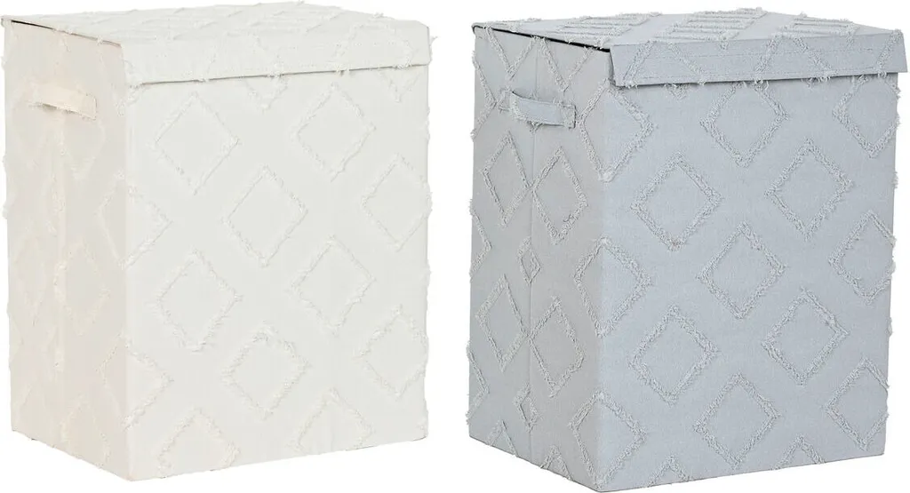 Lot de 2 Corbeilles Home ESPRIT Gris et Crème - Panier 40 x 30 x 50 cm