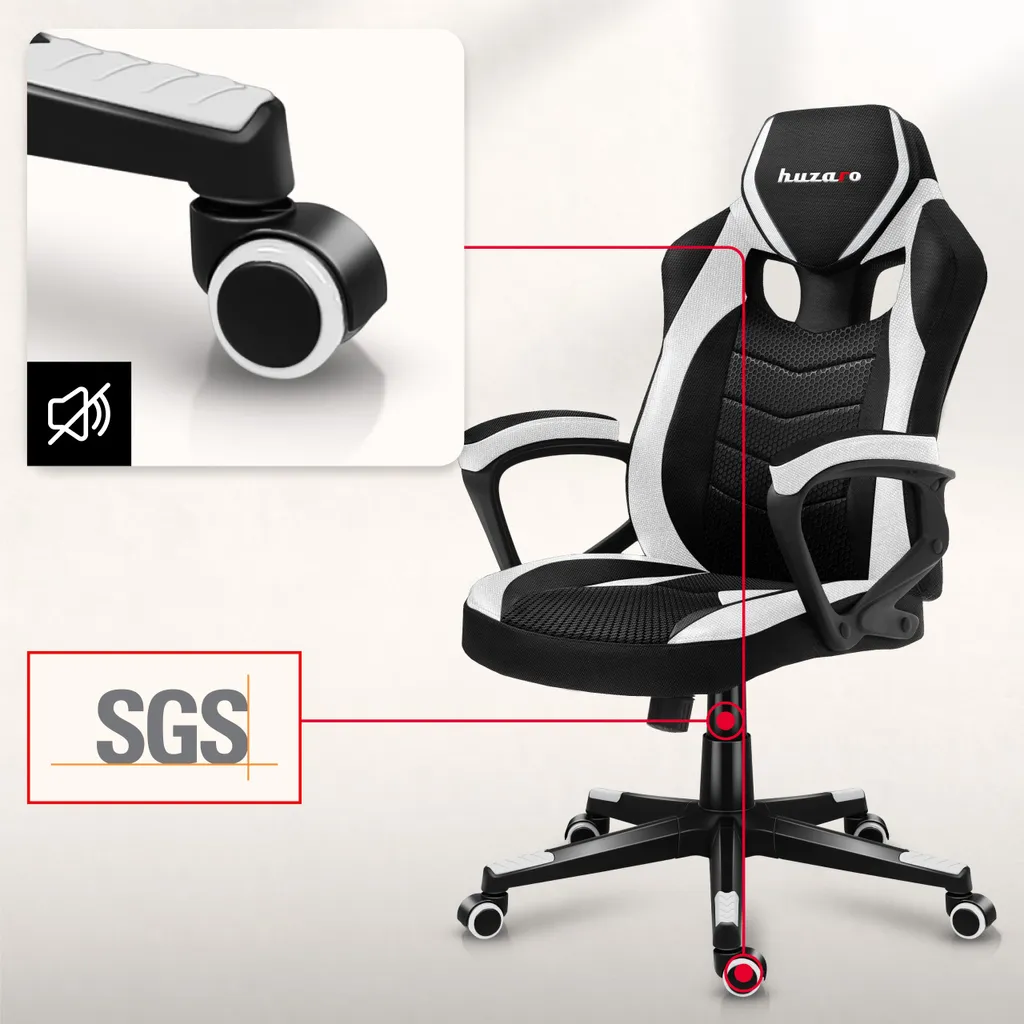Huzaro Force 2.5 White Mesh Gaming Chair - 12