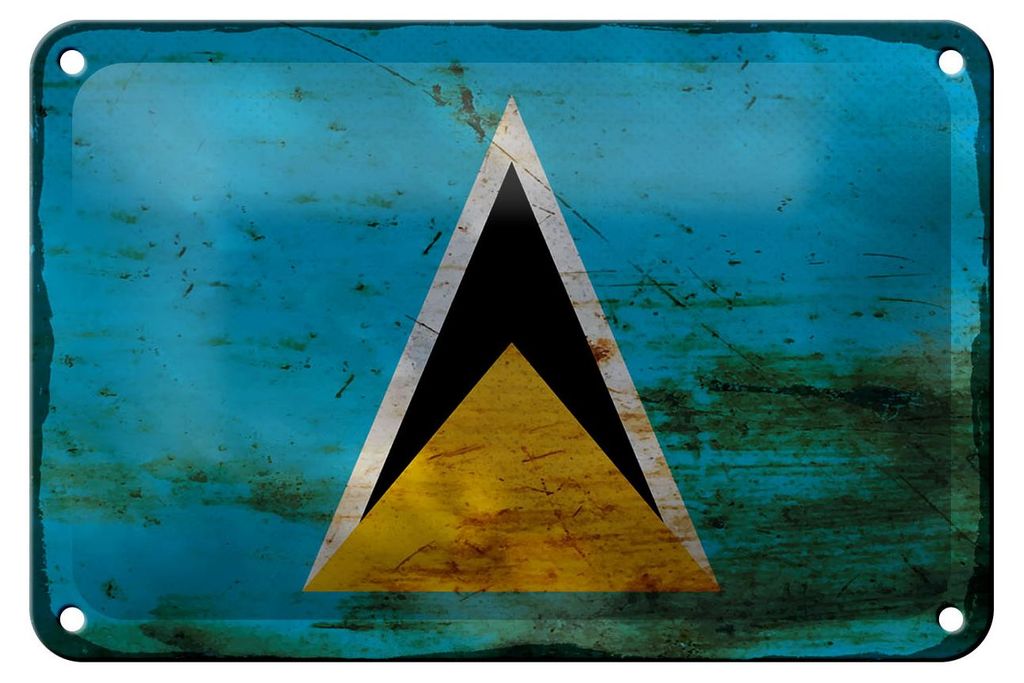Blechschild Flagge Saint Lucia 18x12cm Saint Lucia Rost Dekoration