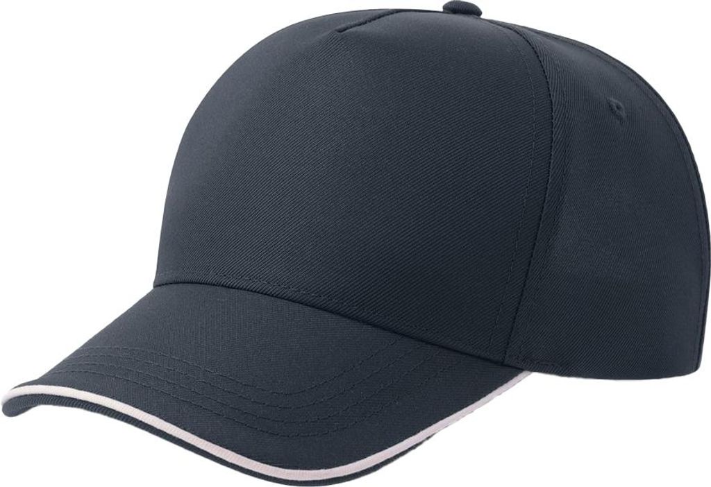 Atlantis Headwear - "Recy Five Piping" Baseball-Mütze für Herren/Damen Uni, Strukturiert, recyceltes Material AB742 (Einheitsgröße) (Marine/Weiß)