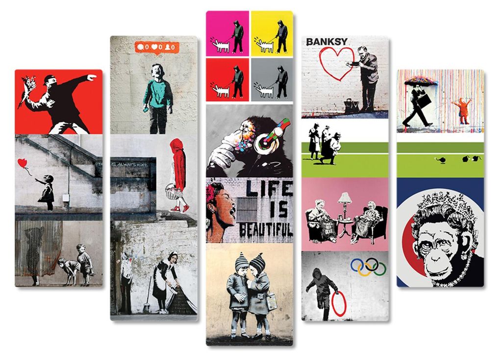 Banksy - Banksy Collage - 140L x 100B cm - MDF-Holz