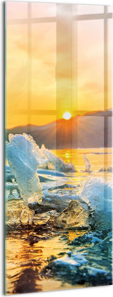 Designer Glasbild - Wandbild - Glas Bild - 50x125 cm - Ein Stück Eis Bei Sonnenaufgang