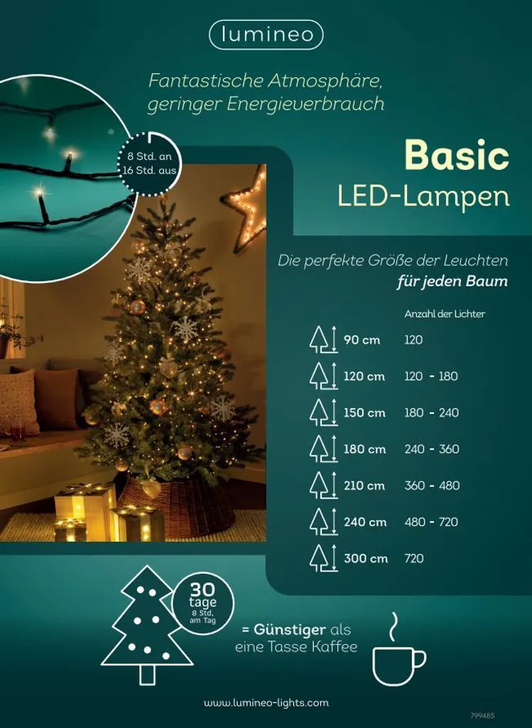 Guirlande LED 20 mètres Blanc Froid Intense - Éclairage Noël Basic - 3