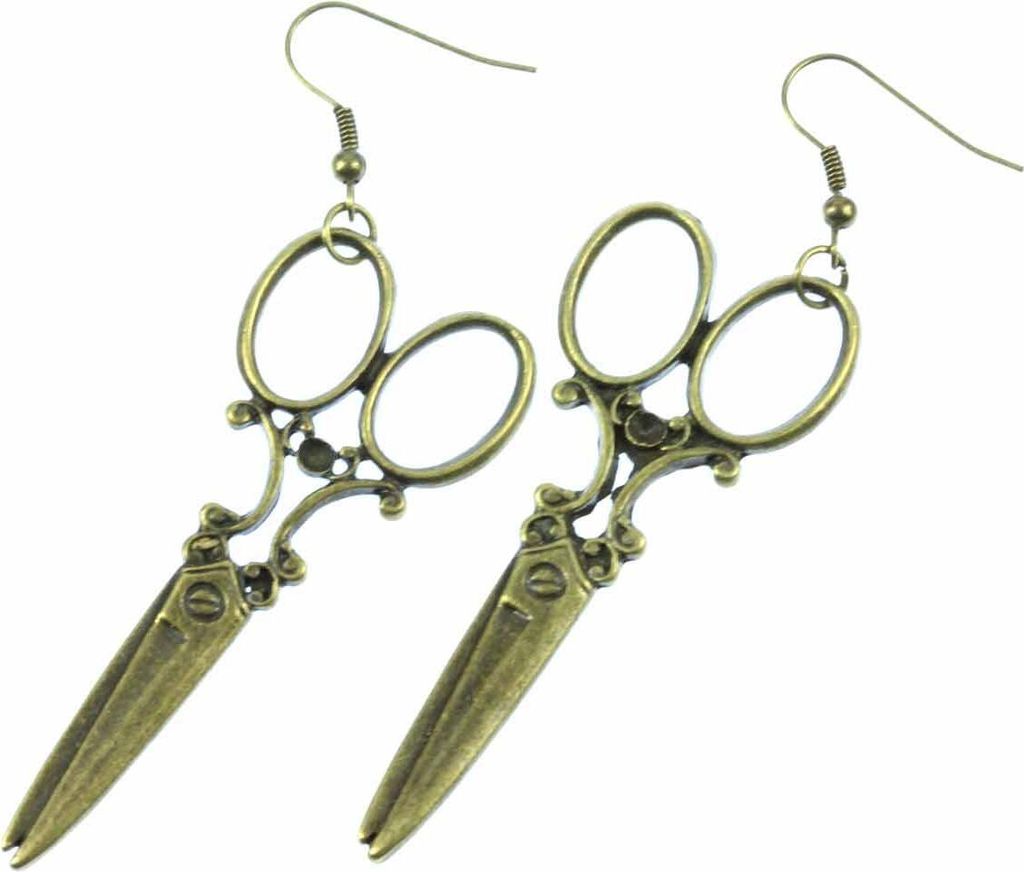 Schere Ohrringe Miniblings Hänger Scherenohrringe Schneiderin Frisör Bronze 6cm