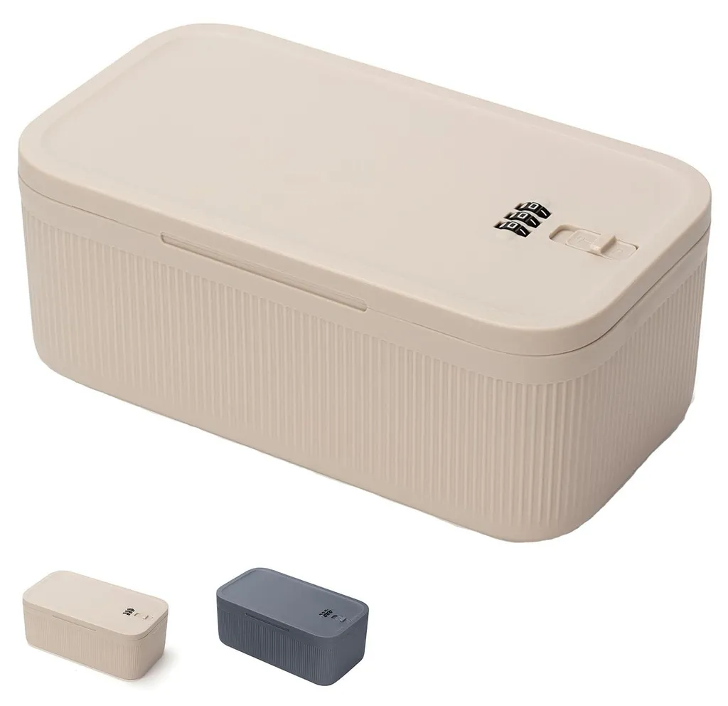 Coffre de rangement verrouillable blanc pour téléphone et médicaments