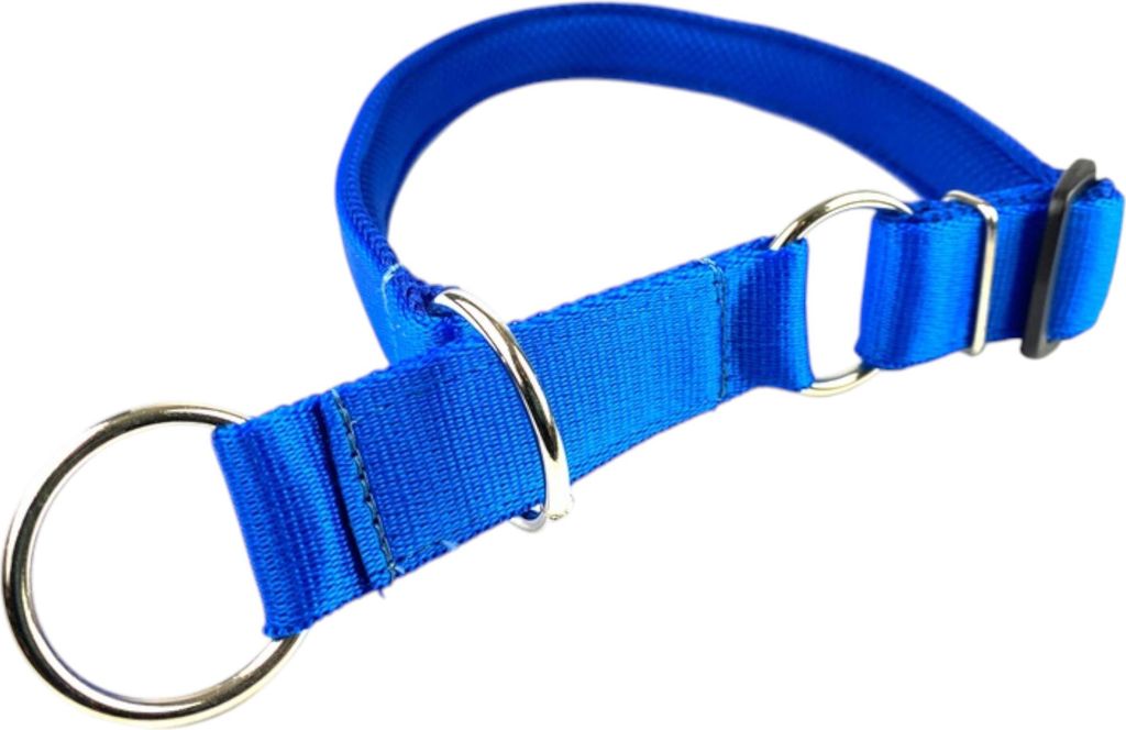 Hundehalsband Zugstopphalsband 20 mm Blau Anti-Zug-Halsband Verstellbar Gepolstert Weiches Nylon