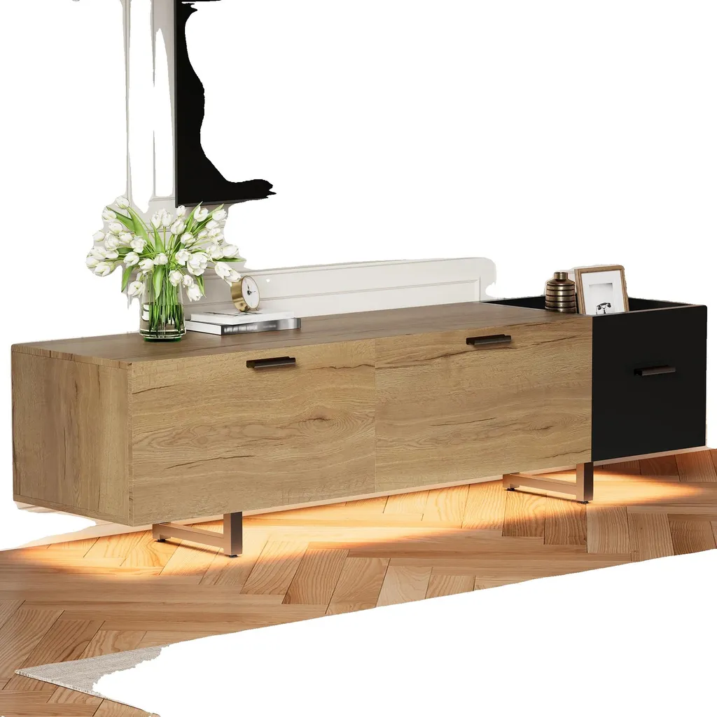 Meuble TV pour salon moderne beige - Optimisez votre rangement multimédia