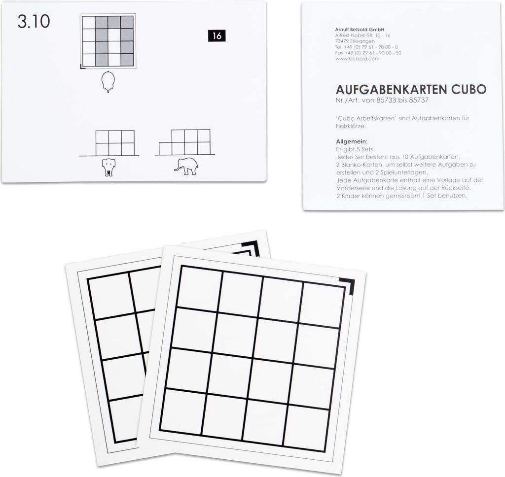 Betzold Cubo-Karten, Lernkarte für Konzentration/Gedächtnis, Räumliche Vorstellung, Ausführung: Set 3 (3-16 Würfel)