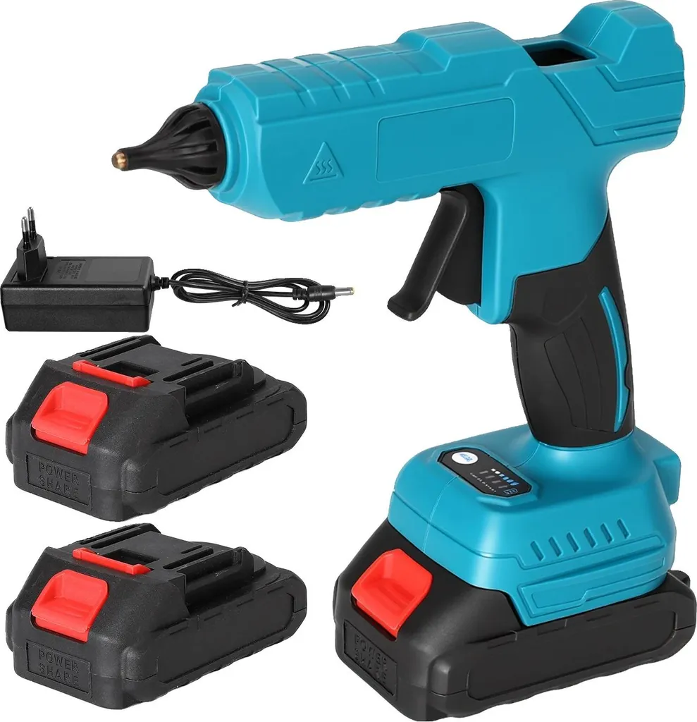 Pistolet à colle chaude sans fil avec 2 batteries lithium et prise UE
