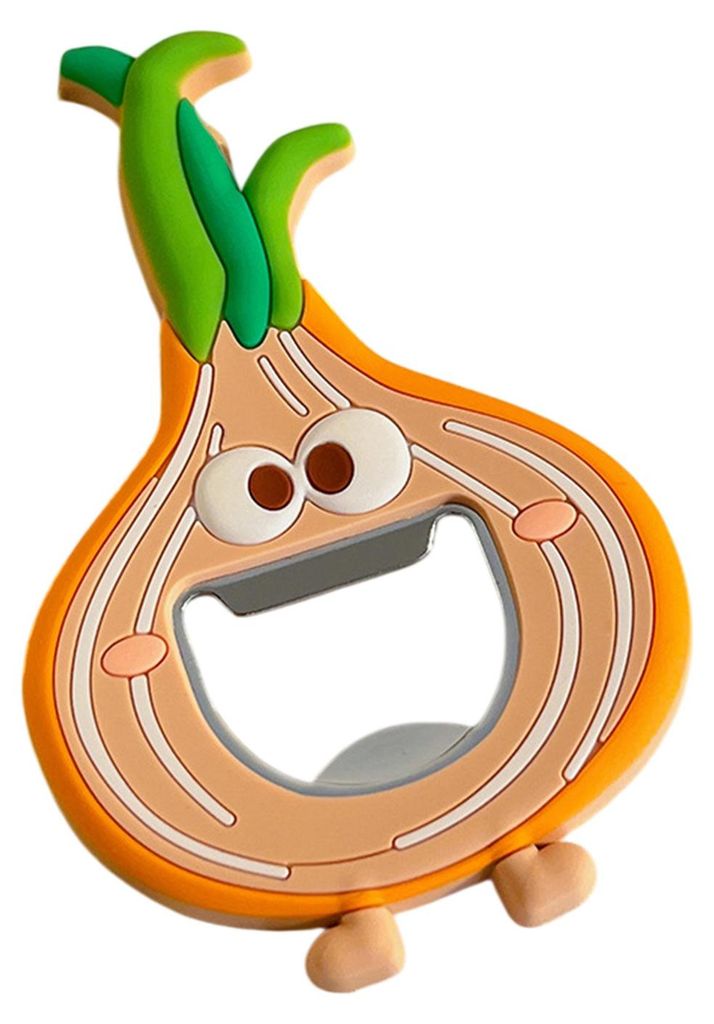 Kühlschrankmagnet mit Flaschenöffner-Motiv (3D-Design): Sandwich, Zwiebel, Banane, Wassermelone, Ananas.
