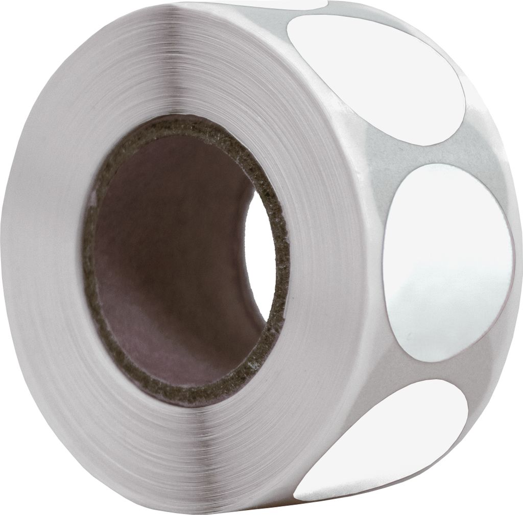 500 Runde Etiketten Weiß 20 mm auf Rolle - Siegel - Markierungspunkte - Leere runde Aufkleber - DULA