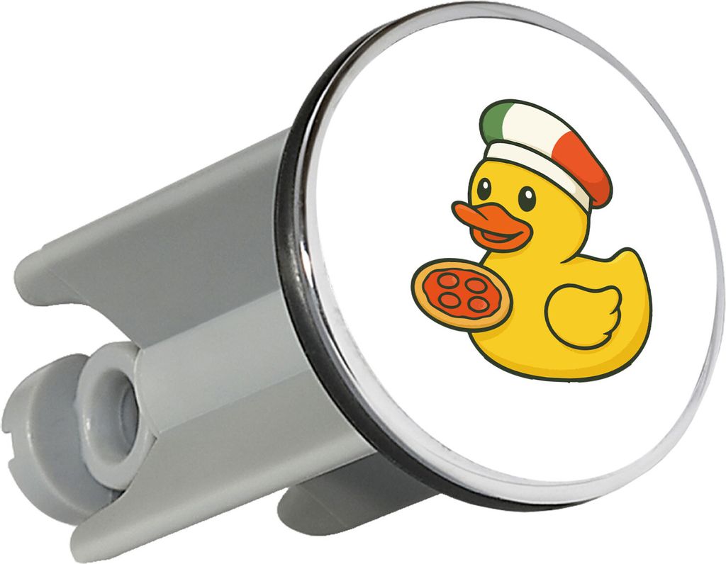 Huuraa Waschbeckenstöpsel Quietscheente Italien Gummiente Italiener 4cm höhenverstellbar Abflussstopfen Geschenkidee