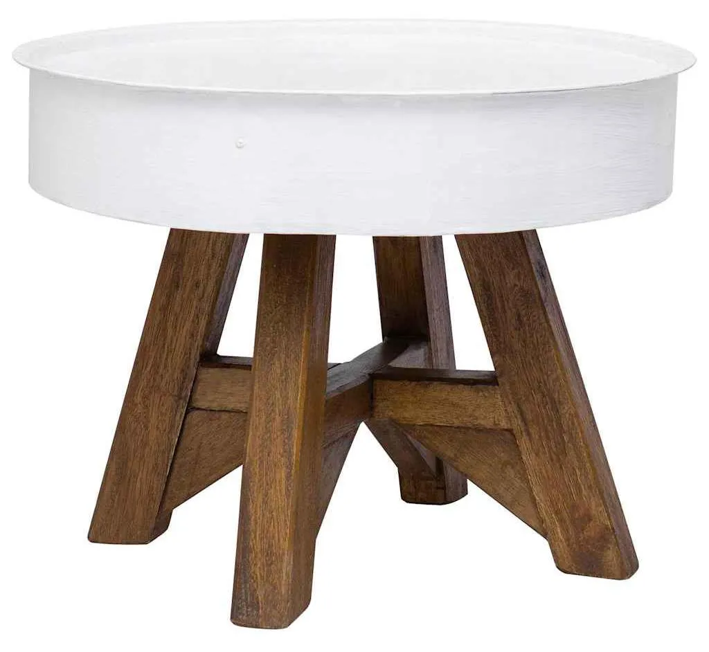 Petite table basse stable bois blanc 60x45 cm pour optimiser petit salon