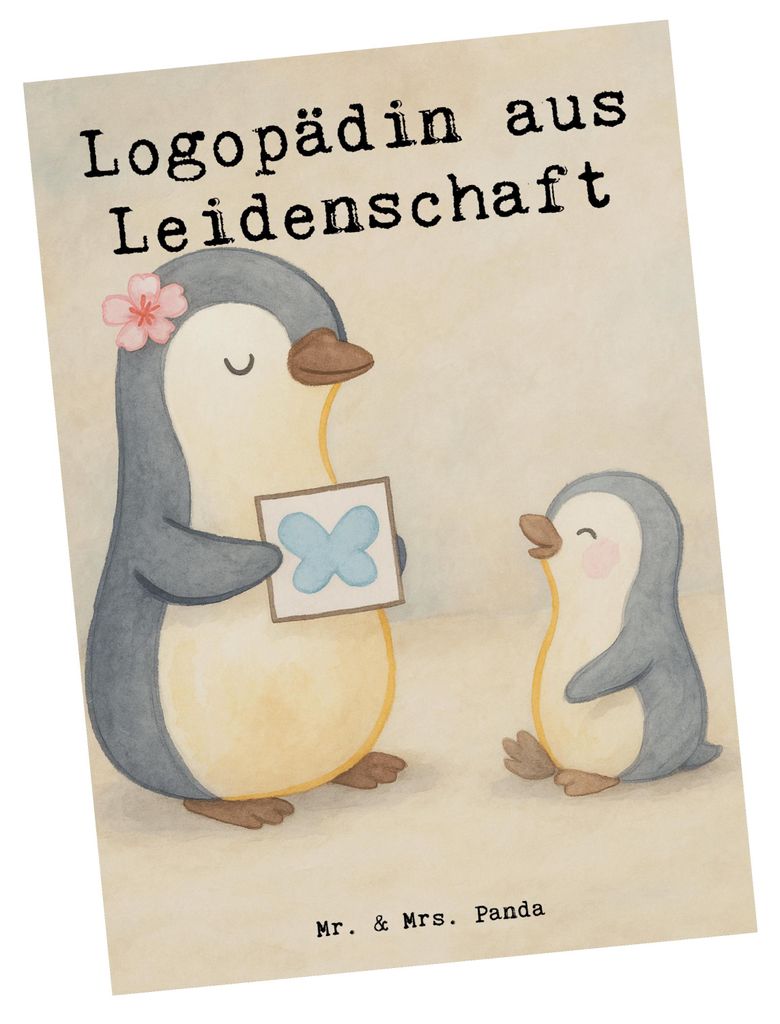 Mr. & Mrs. Panda Postkarte Logopädin Leidenschaft Design - Weiß - Geschenk, Ansichtskarten, spruchkarte, Ansichtskarte, Lustig, Ausbildung, Studi...
