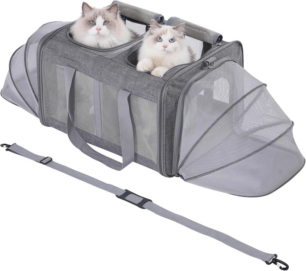 Faltbare Transportbox für 2 Katzen – Grau