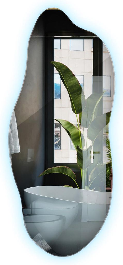 LED Spiegel unregelmäßig 45 x 100 cm – Beleuchteter Design Produktbild 