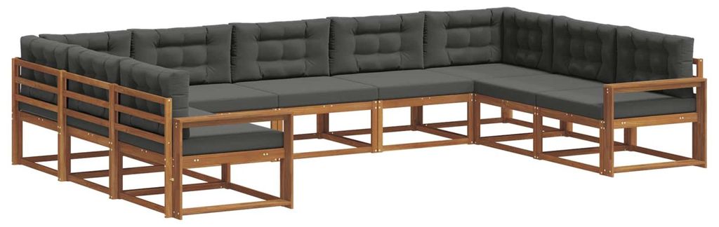 vidaXL Outdoor-Sofagarnitur mit Kissen 9 pcs Natur und Anthrazit