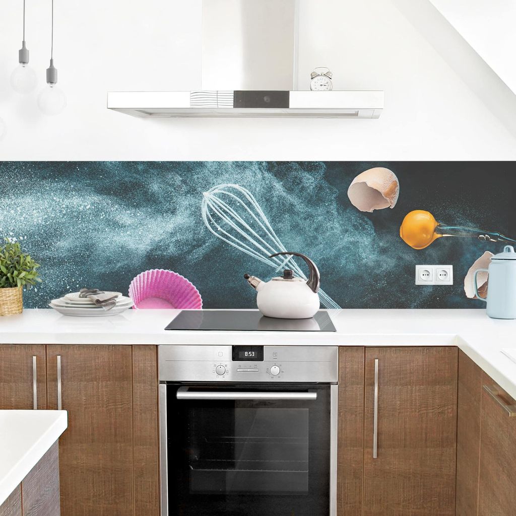 Küchenrückwand Kulinarisch selbstklebend - 0.35 mm Wandpaneel wasserfest Backen schwarz Motiv Spritzschutz fugenlos